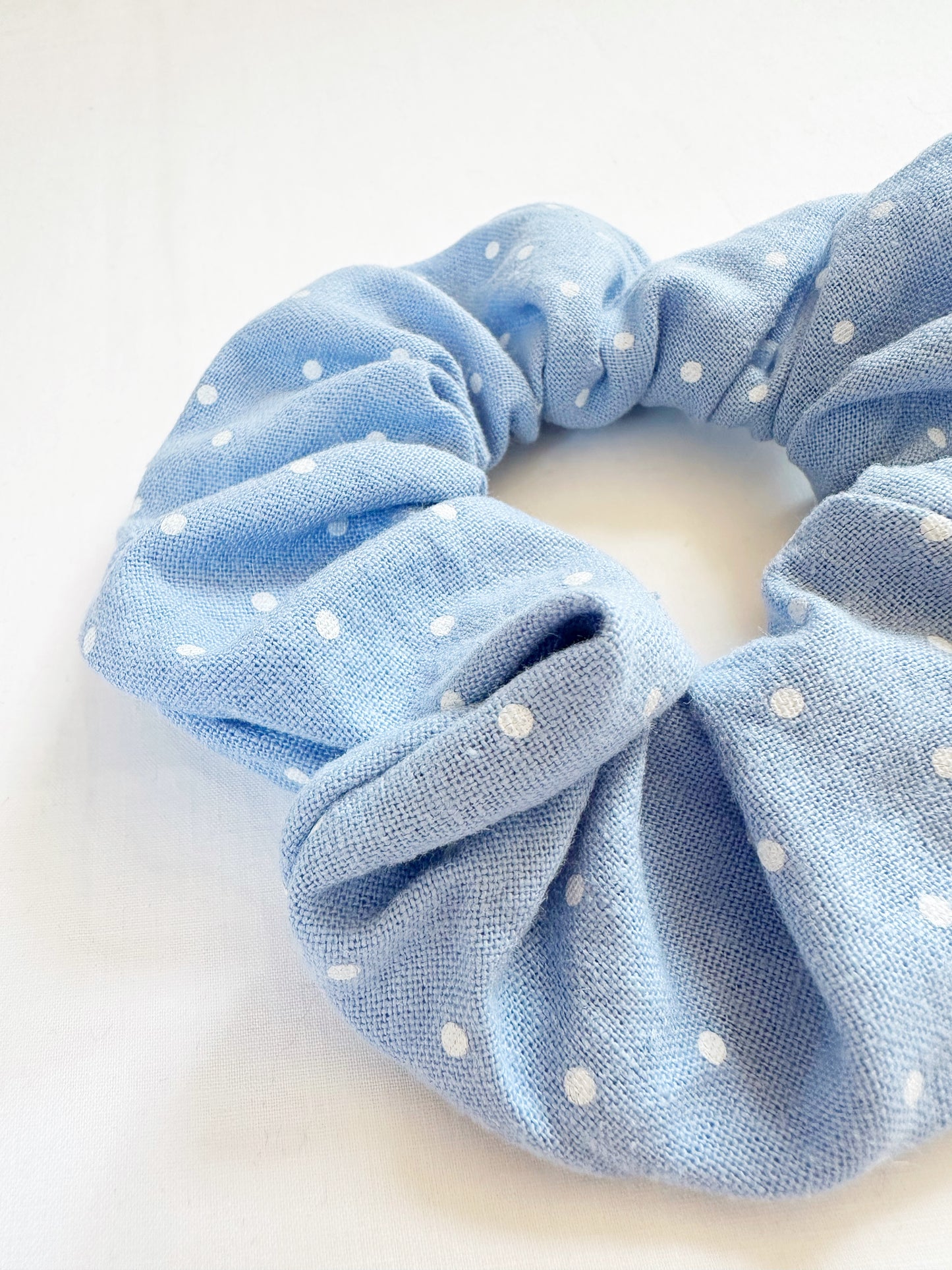 OG scrunchie in blue polka dot