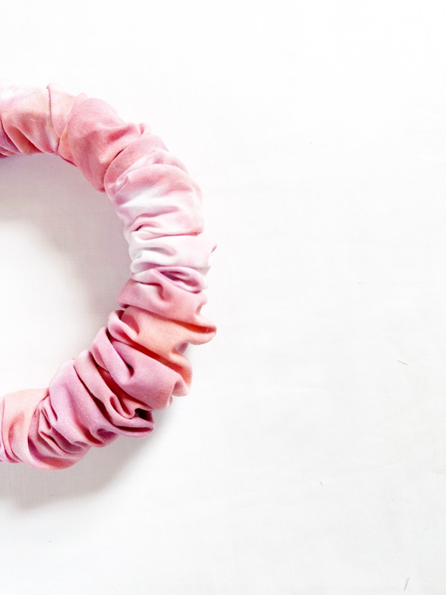 Ruffle Headband in pink tie dye cotton