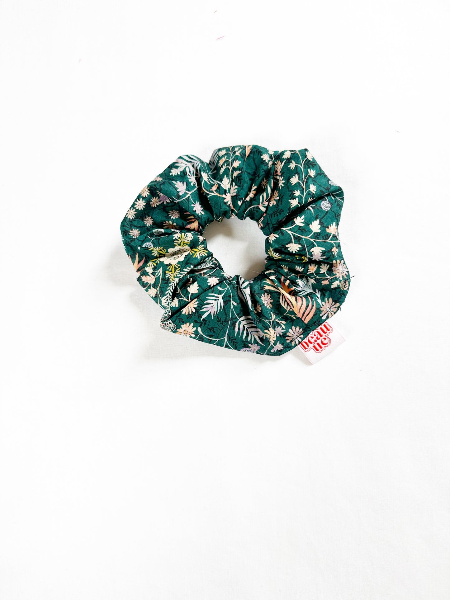 Liberty OG (regular) scrunchie in dark teal and peach
