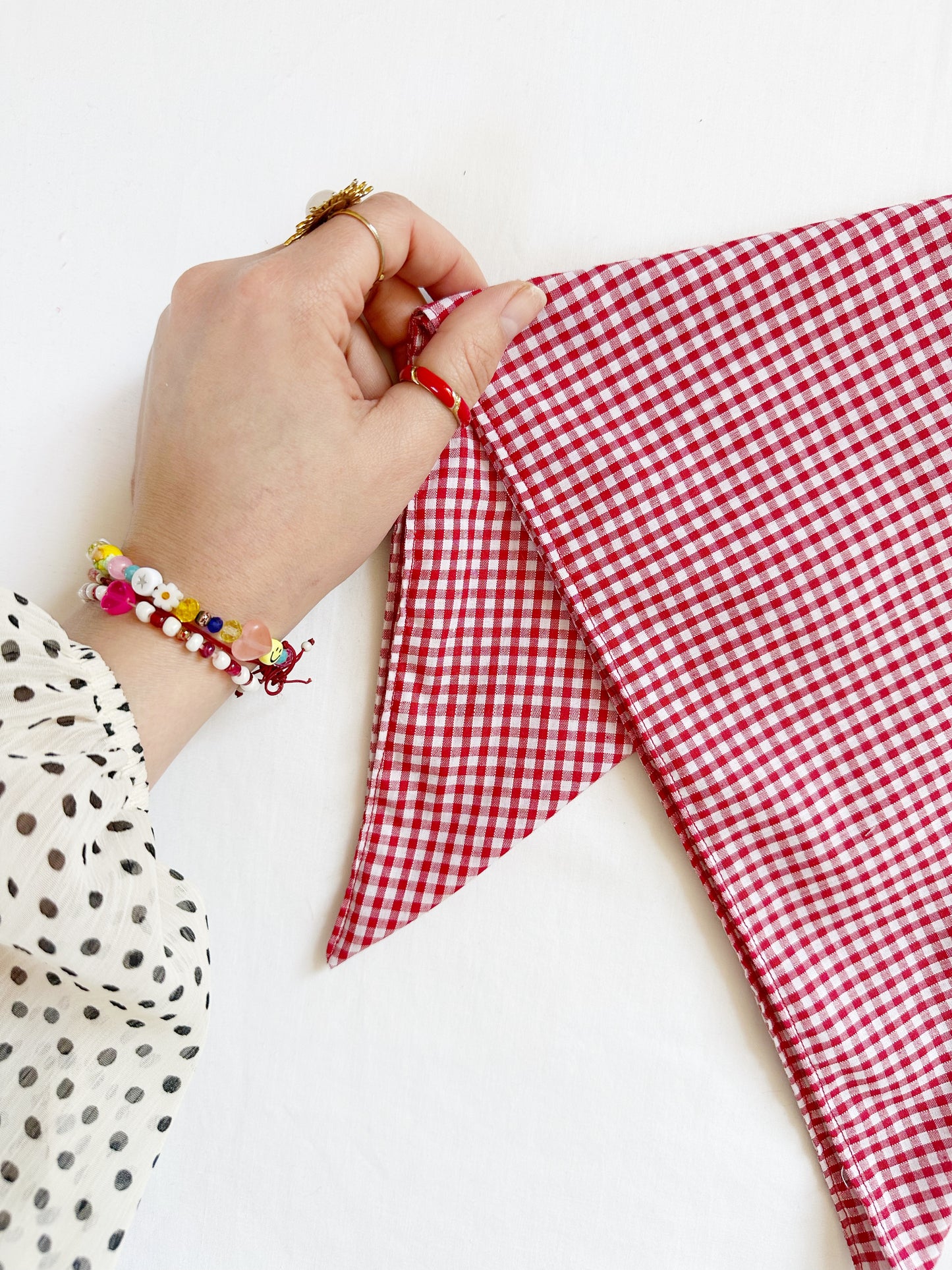 Bandana & neck scarf in red white gingham