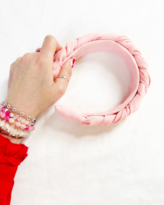 Plaited Headband in baby pink