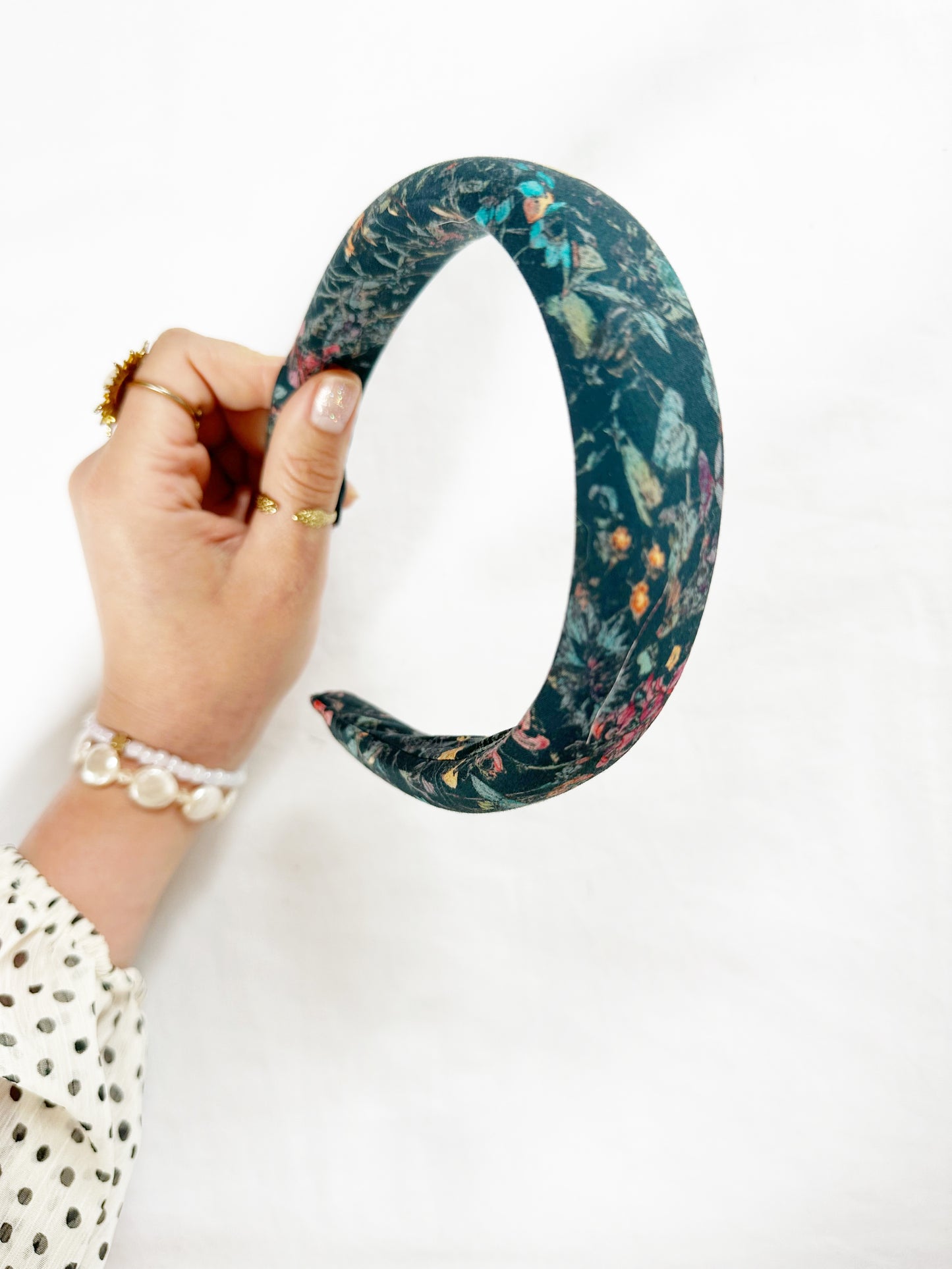 Liberty Classic Headband in dark green wildflowers