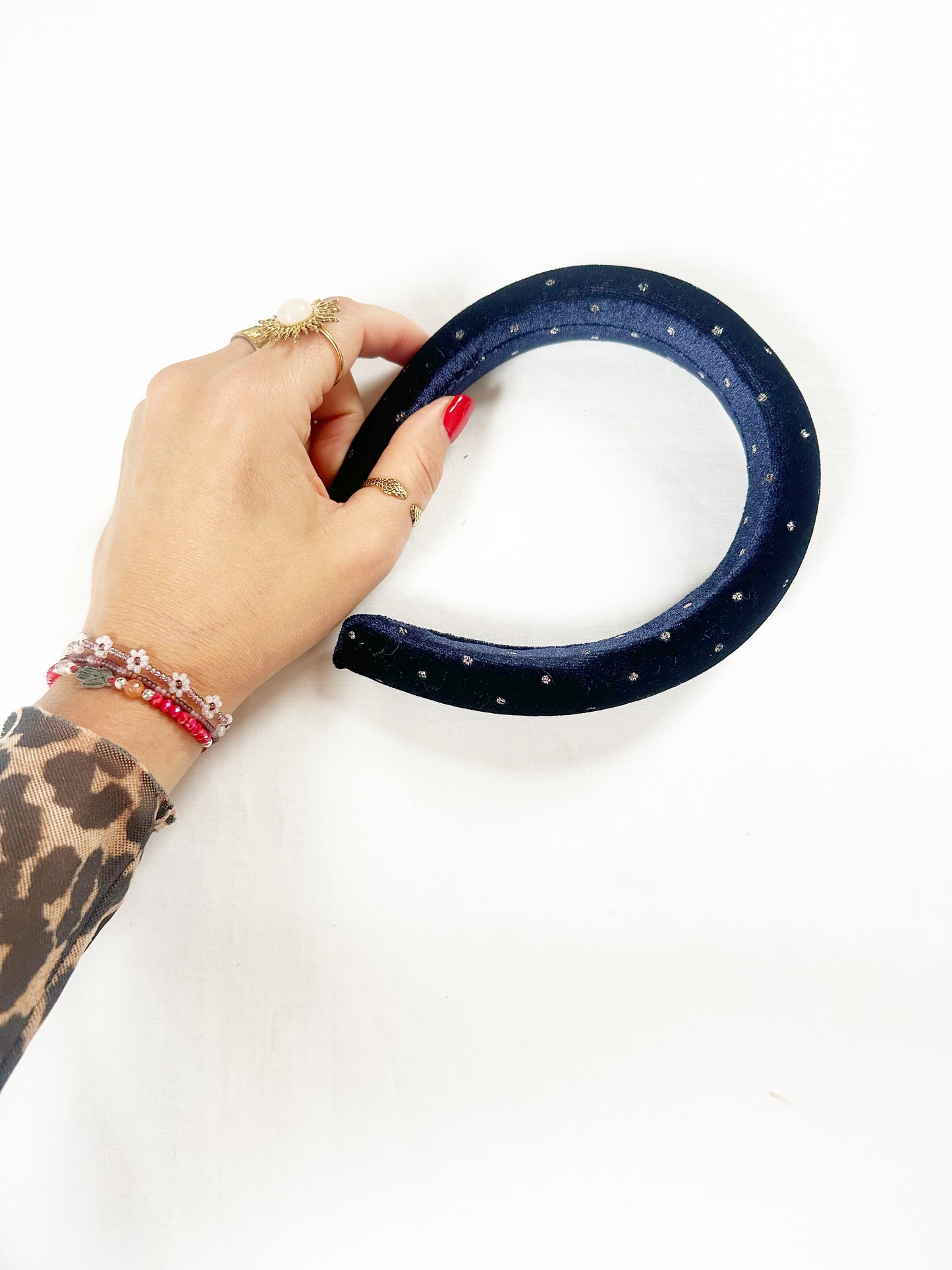 Classic Headband in blue velvet silver