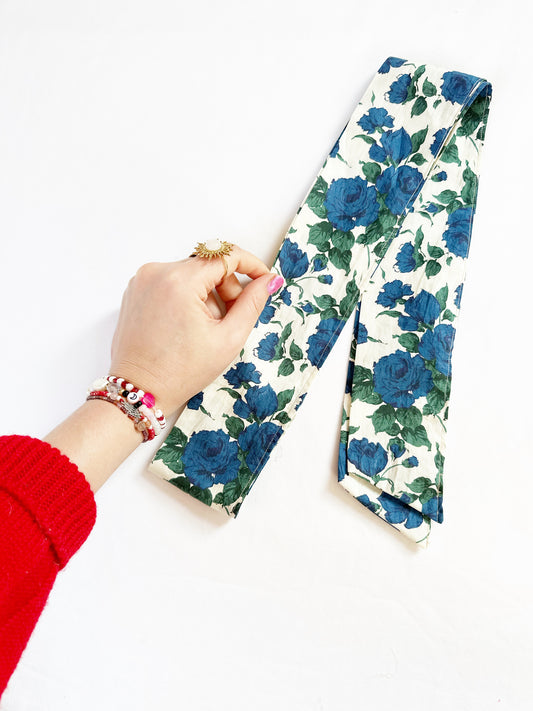 VersaTie hair & neck tie in Liberty blue rose floral