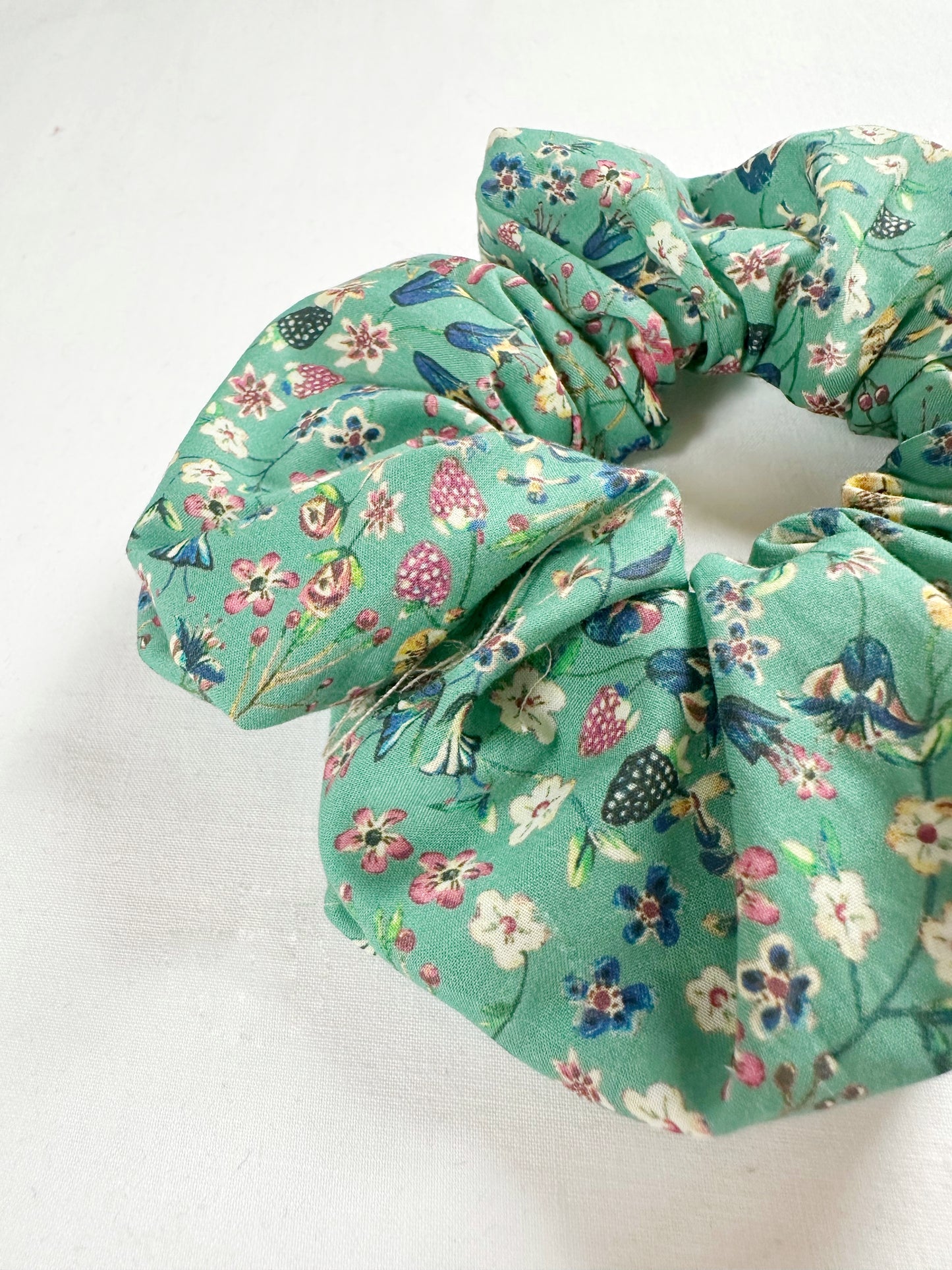Liberty OG (regular) scrunchie in turquoise floral