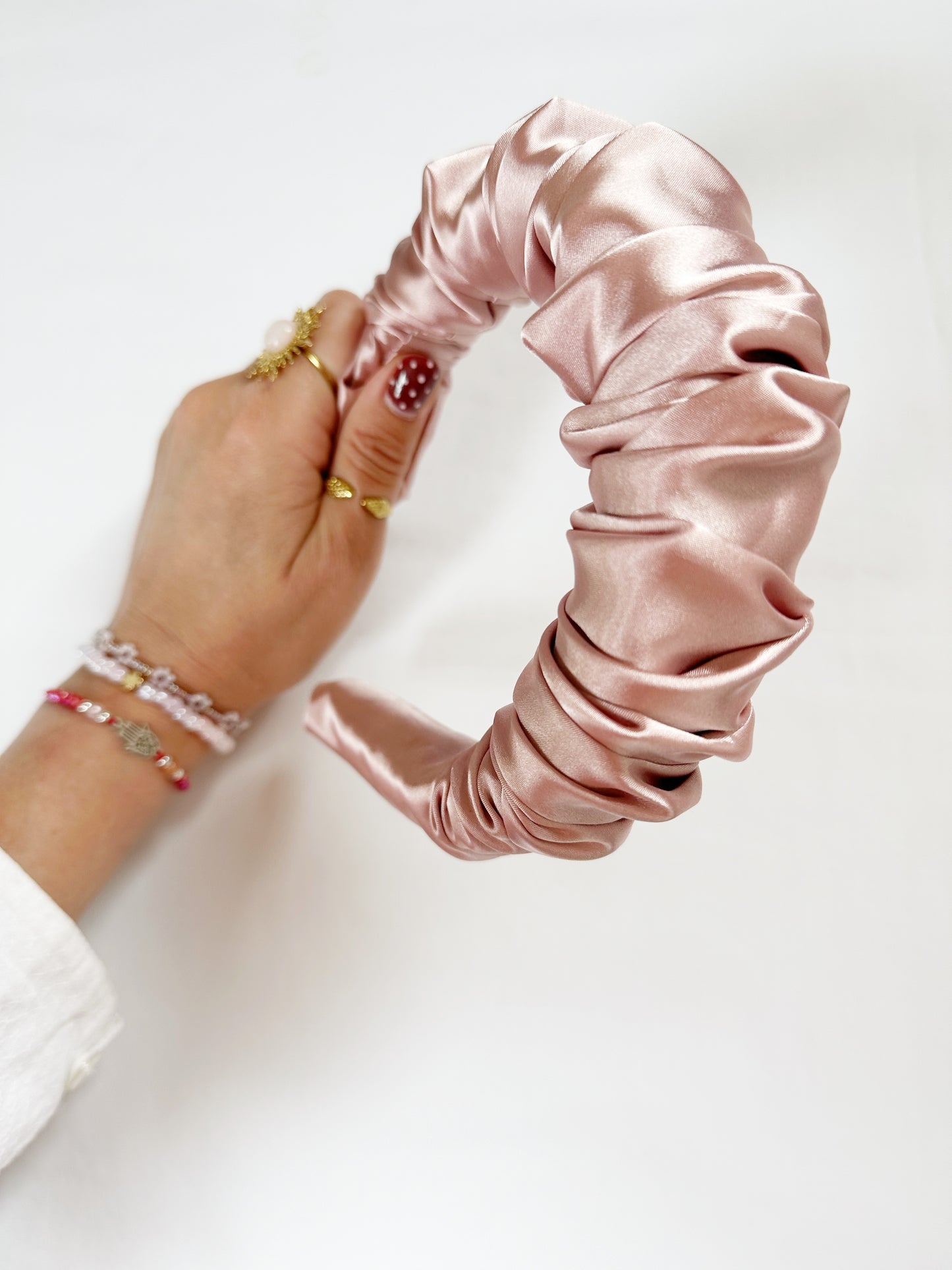 Ruffle Headband in ballet silk