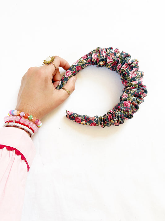 Ruffle Headband in ditsy rose floral