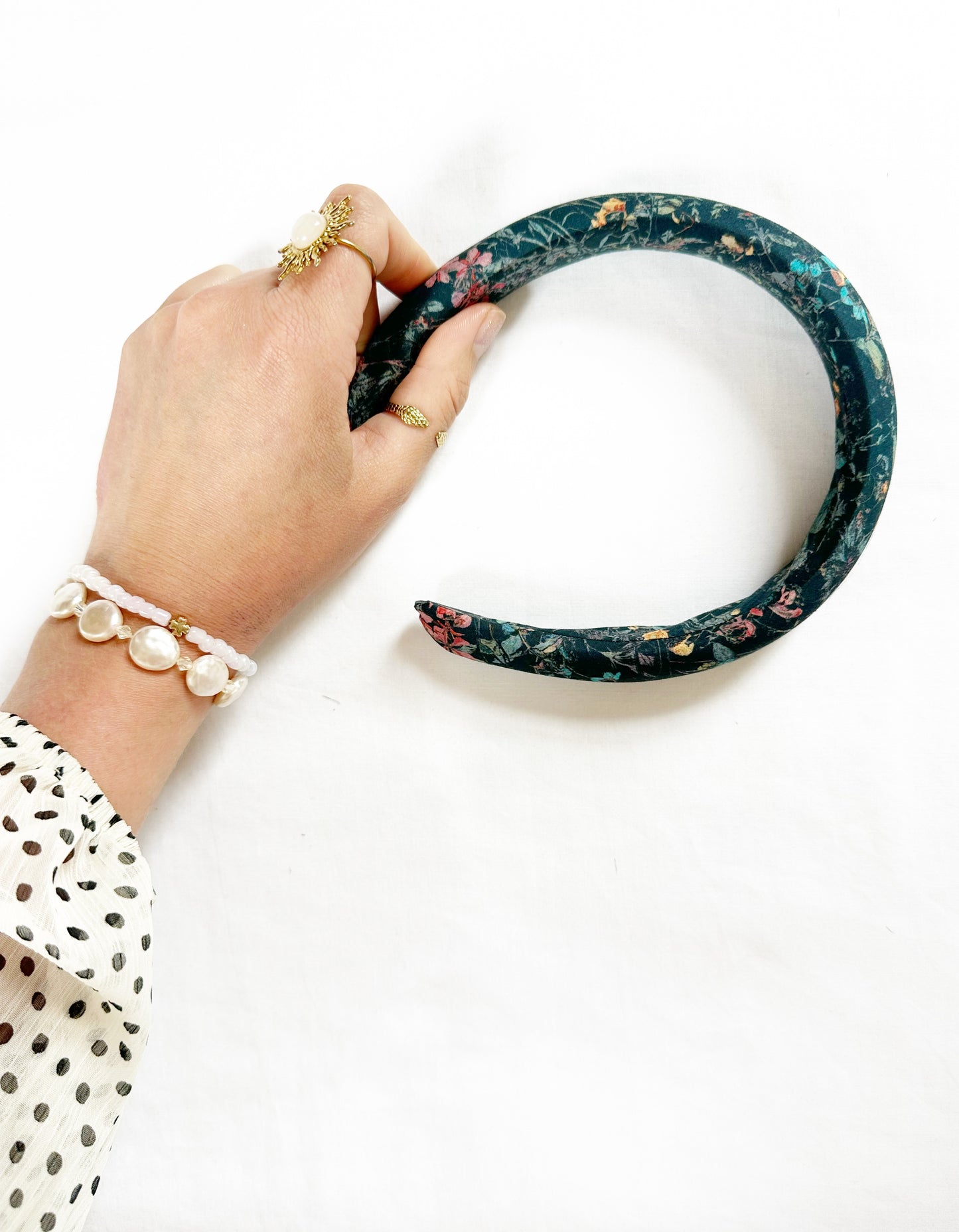 Liberty Classic Headband in dark green wildflowers