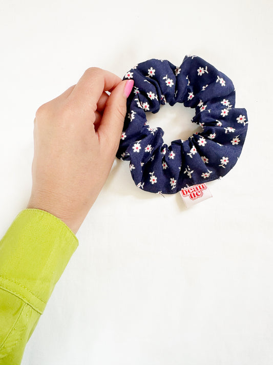 OG scrunchie in vintage navy floral