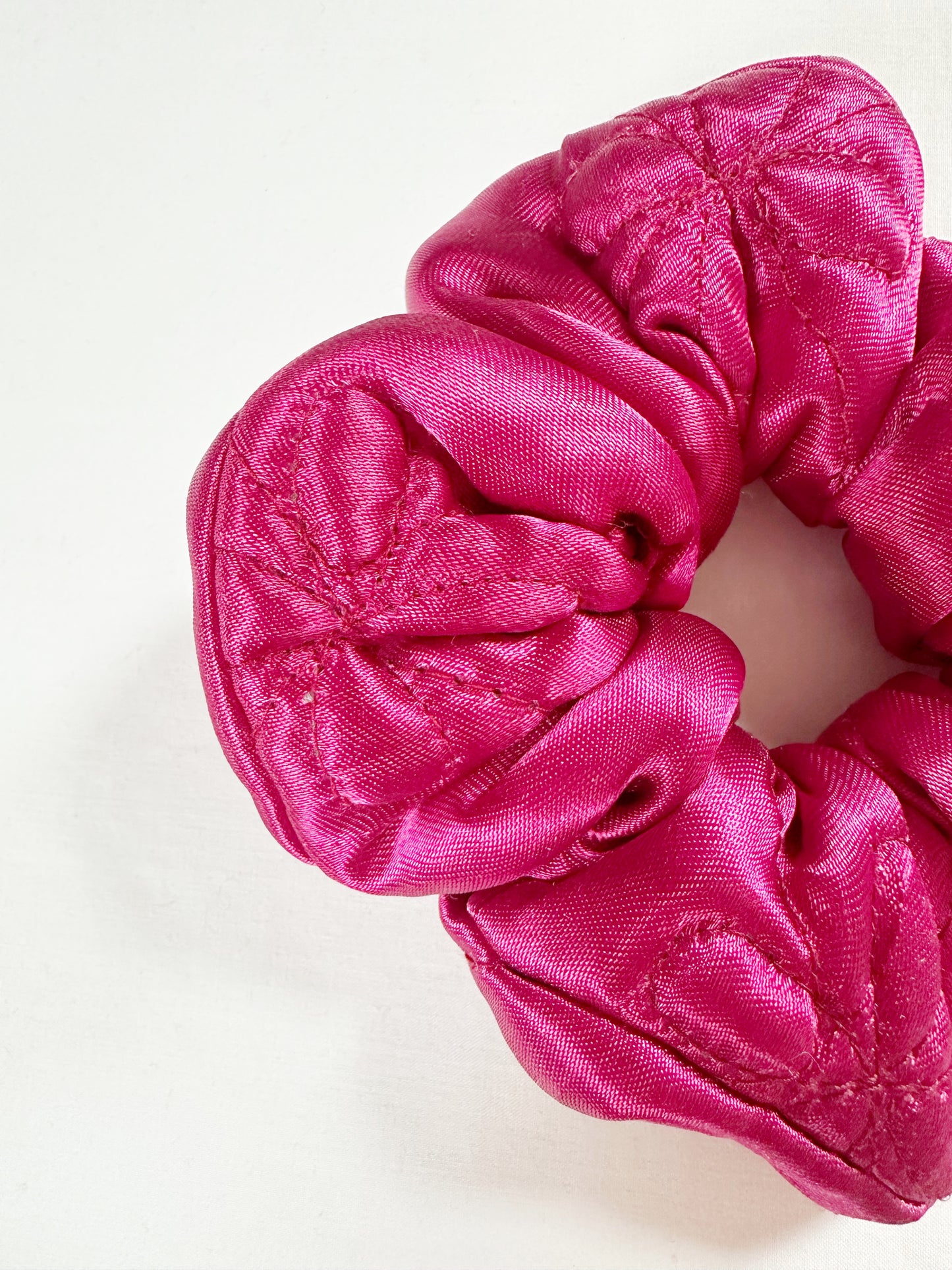OG scrunchie in magenta floral quilted silk