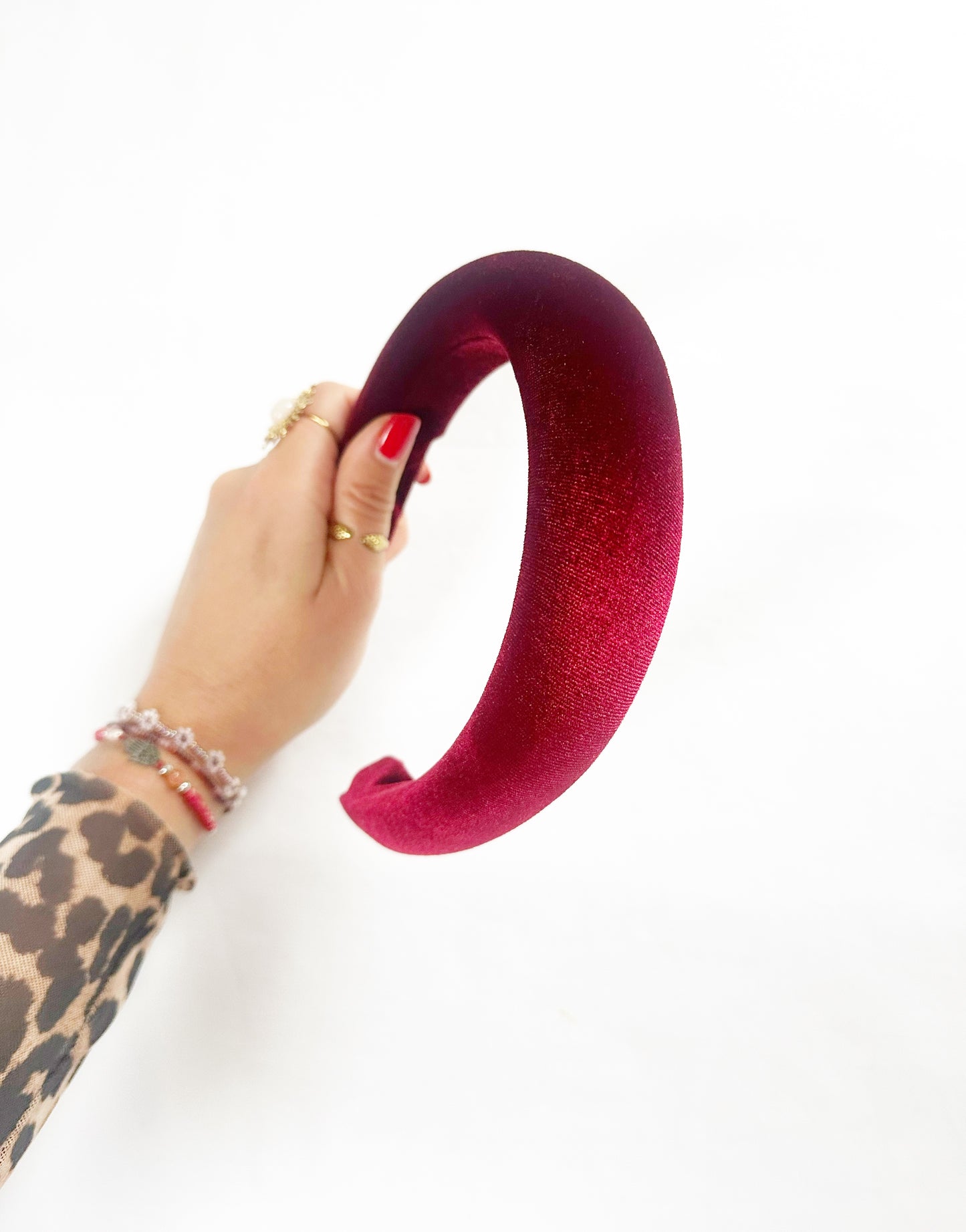 Padded Headband in deep red velour