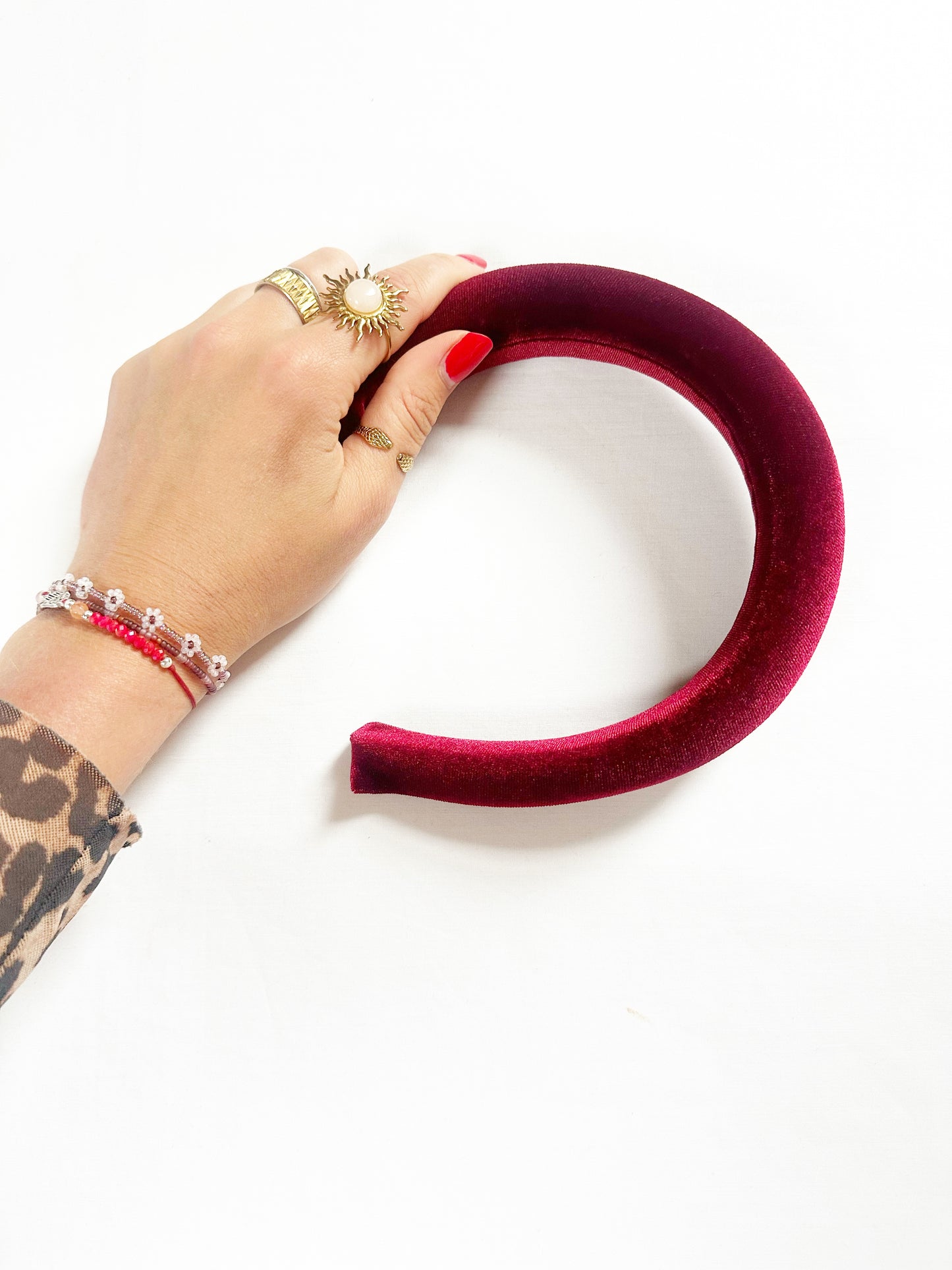 Padded Headband in deep red velour