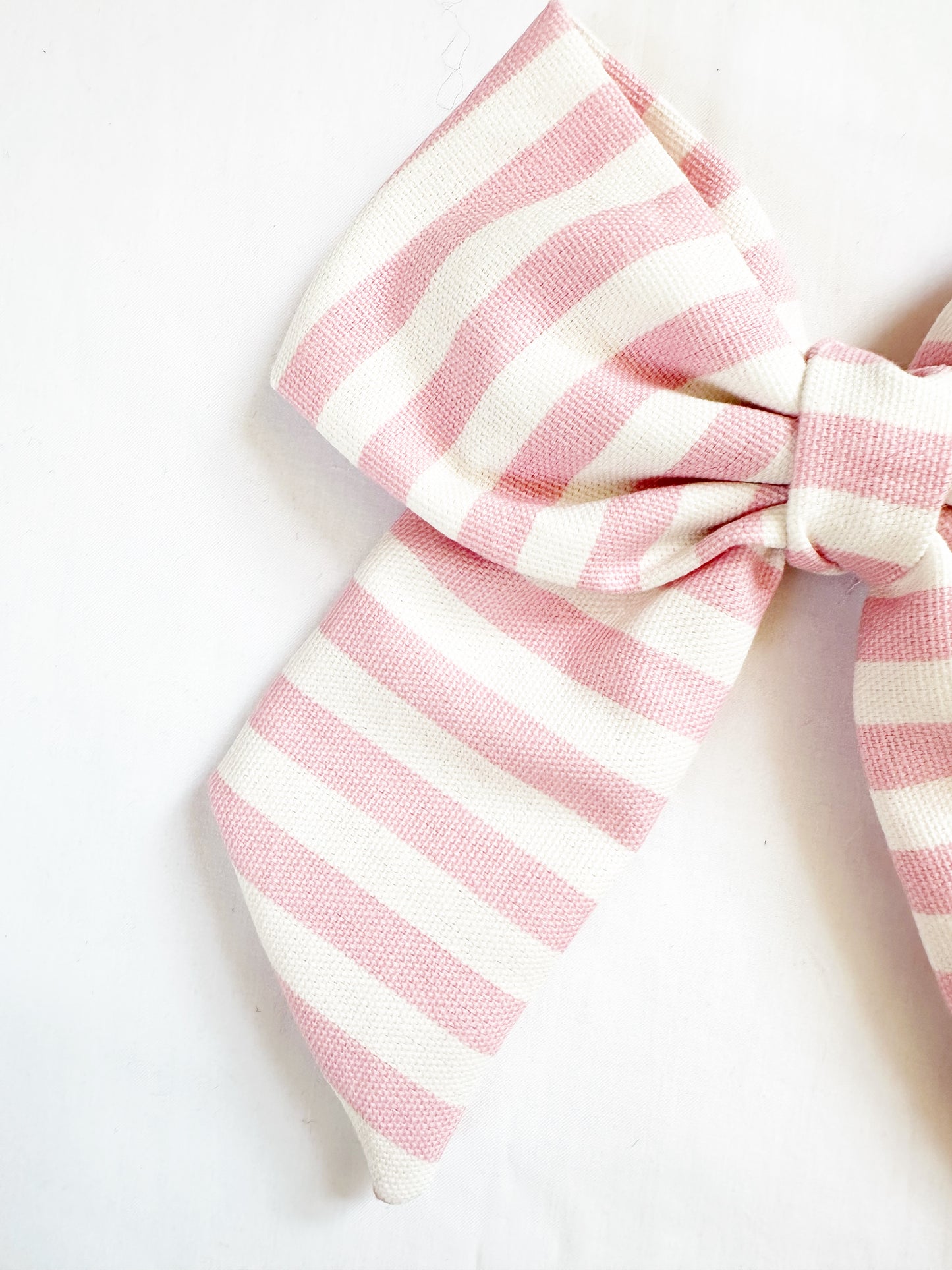 Nancy hair bow in pink white candy stripe