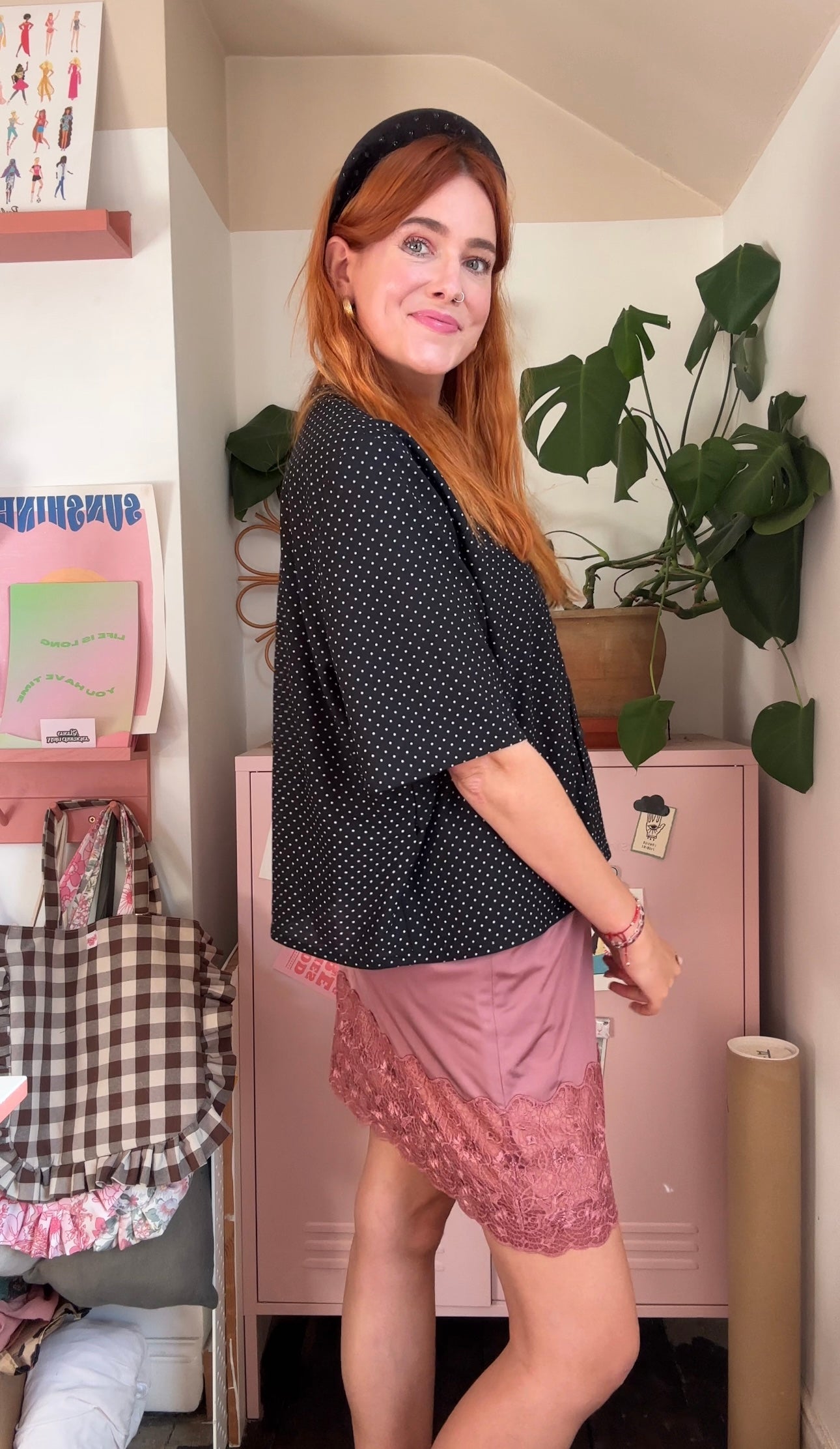 Padded Headband in black velvet sparkle