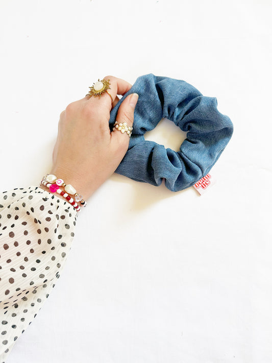 OG scrunchie in blue denim