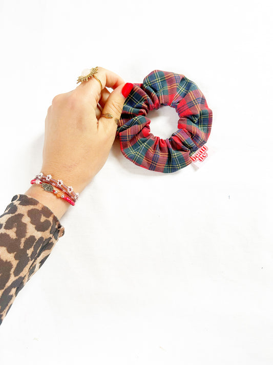 Mini scrunchie in tartan cotton