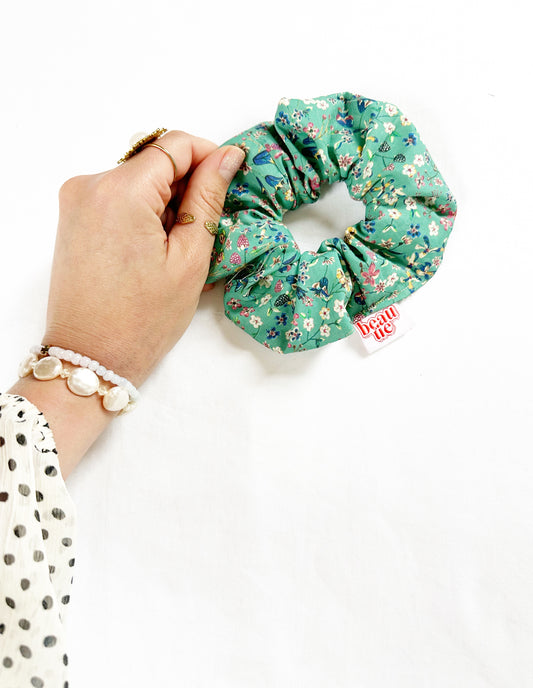 Liberty OG (regular) scrunchie in turquoise floral