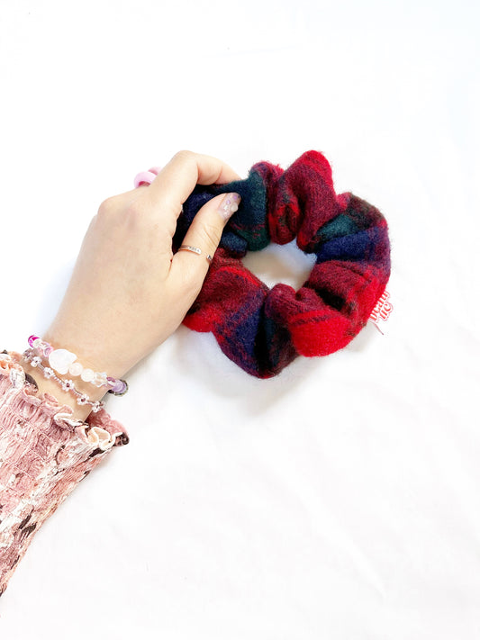 OG scrunchie in red tartan wool