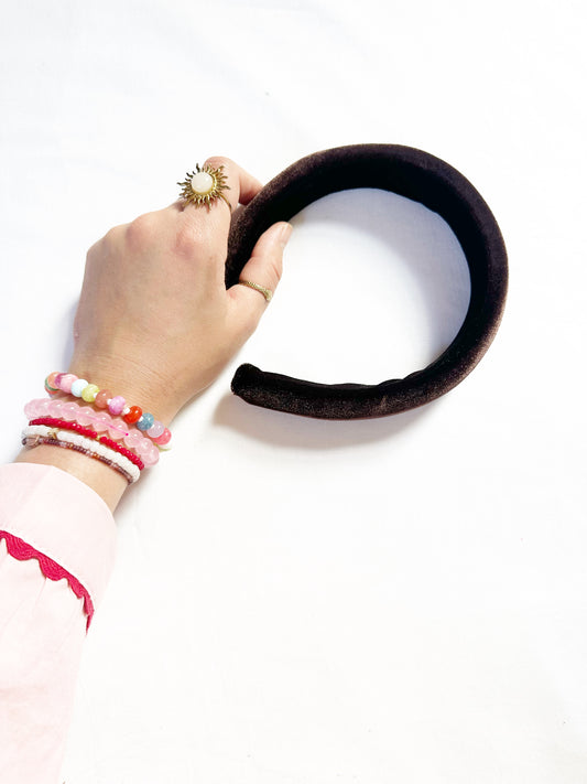 Classic Headband in brown velvet