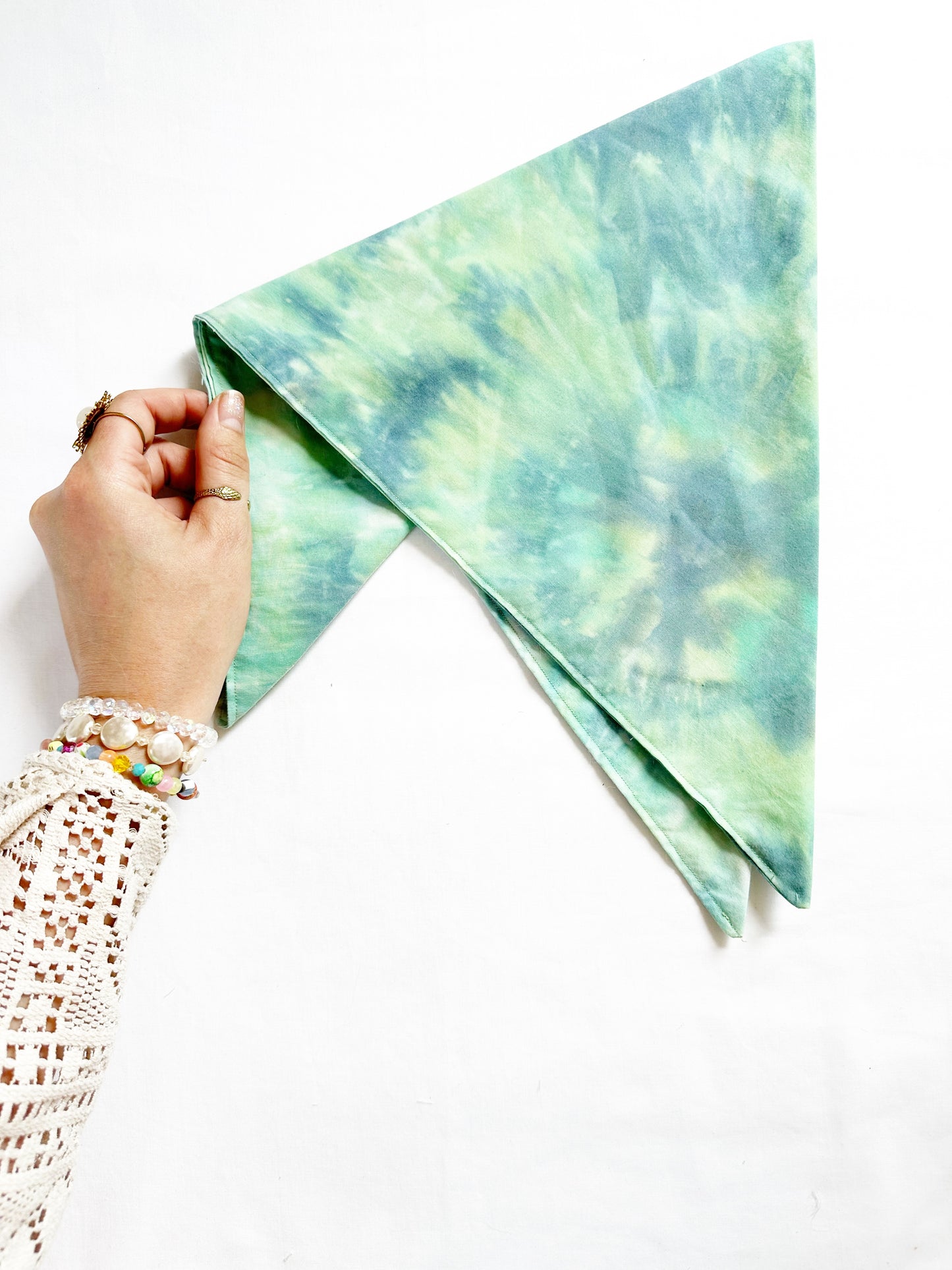 Bandana & neck scarf in green tie dye