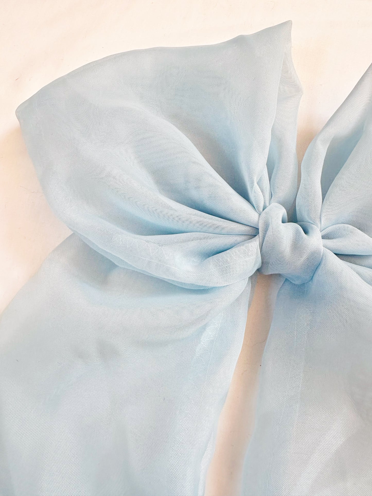 Oversized Power Hair Bow in sheer baby blue