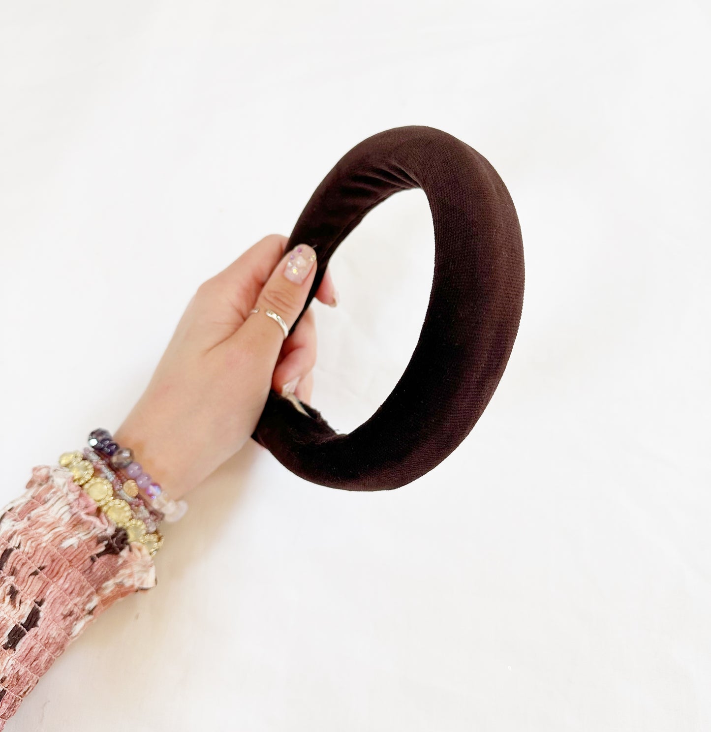 Padded Headband in brown velvet