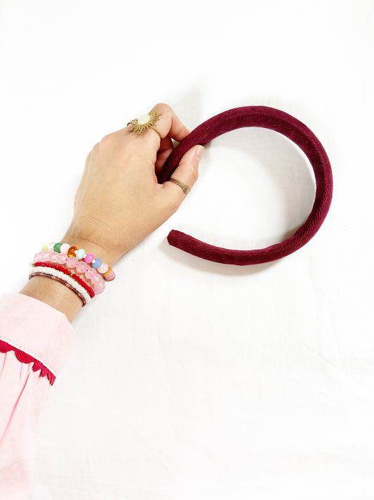 Classic Headband in burgundy corduroy