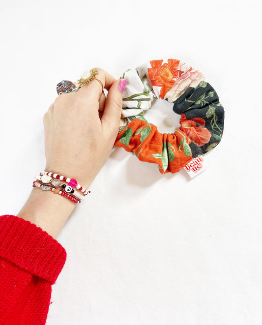 OG scrunchie in floral patchwork