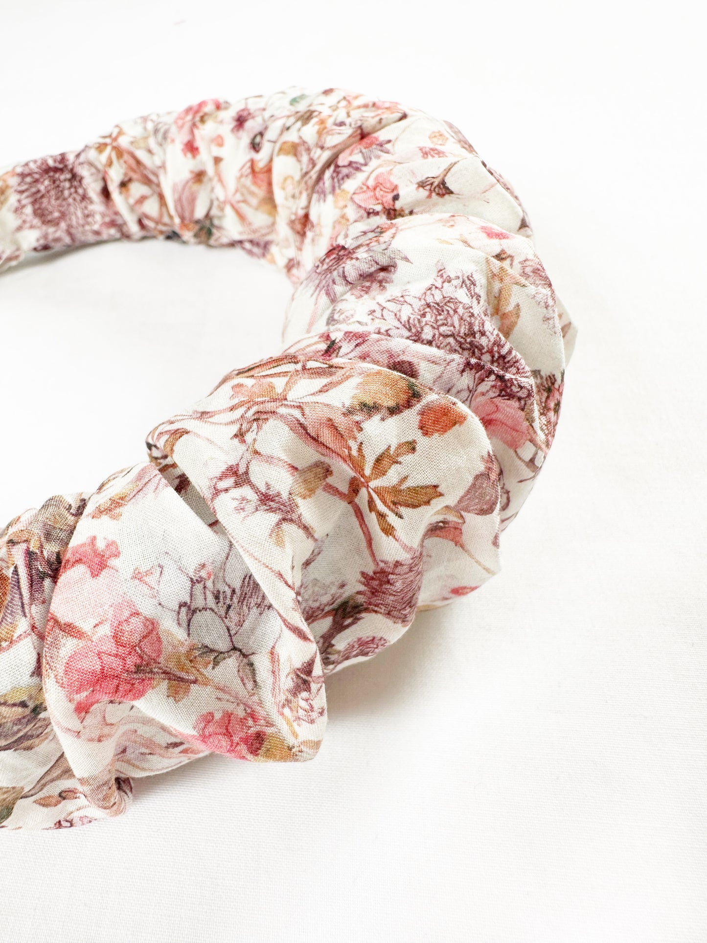 Liberty Ruffle Headband in pink wildflowers