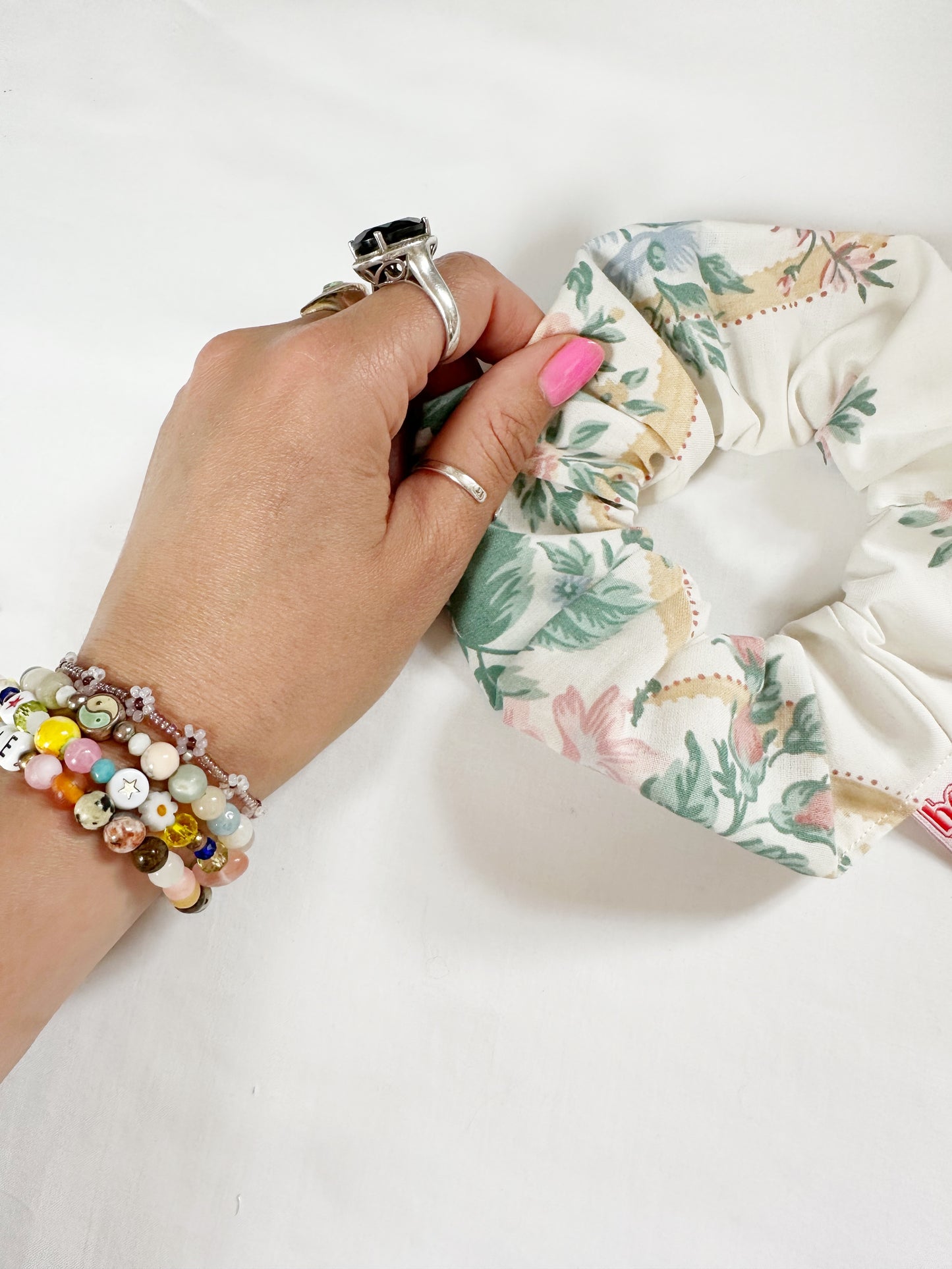 OG scrunchie in vintage floral cotton