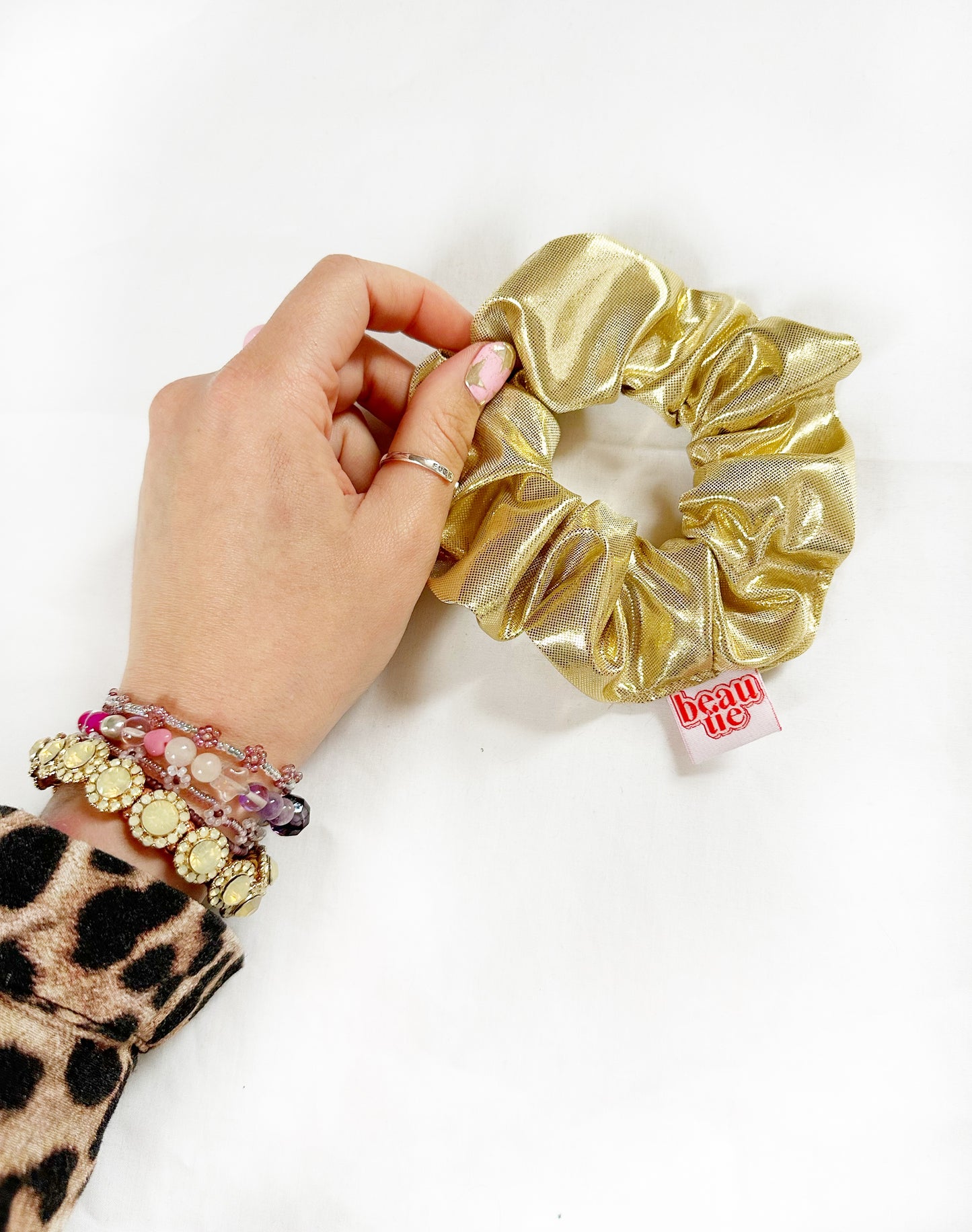 OG scrunchie in gold lamé