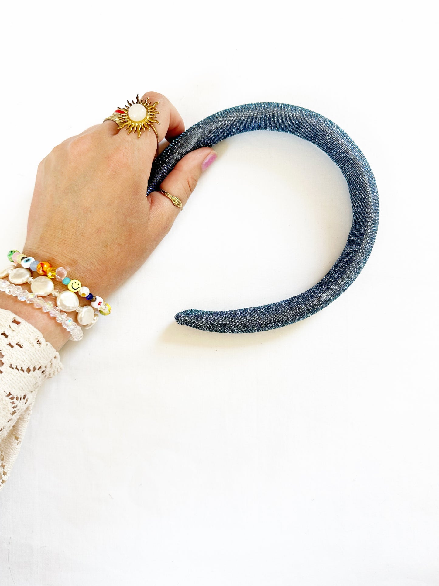 Classic Headband in blue glitter
