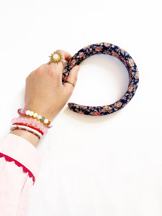 Classic Headband in vintage navy Autumn floral