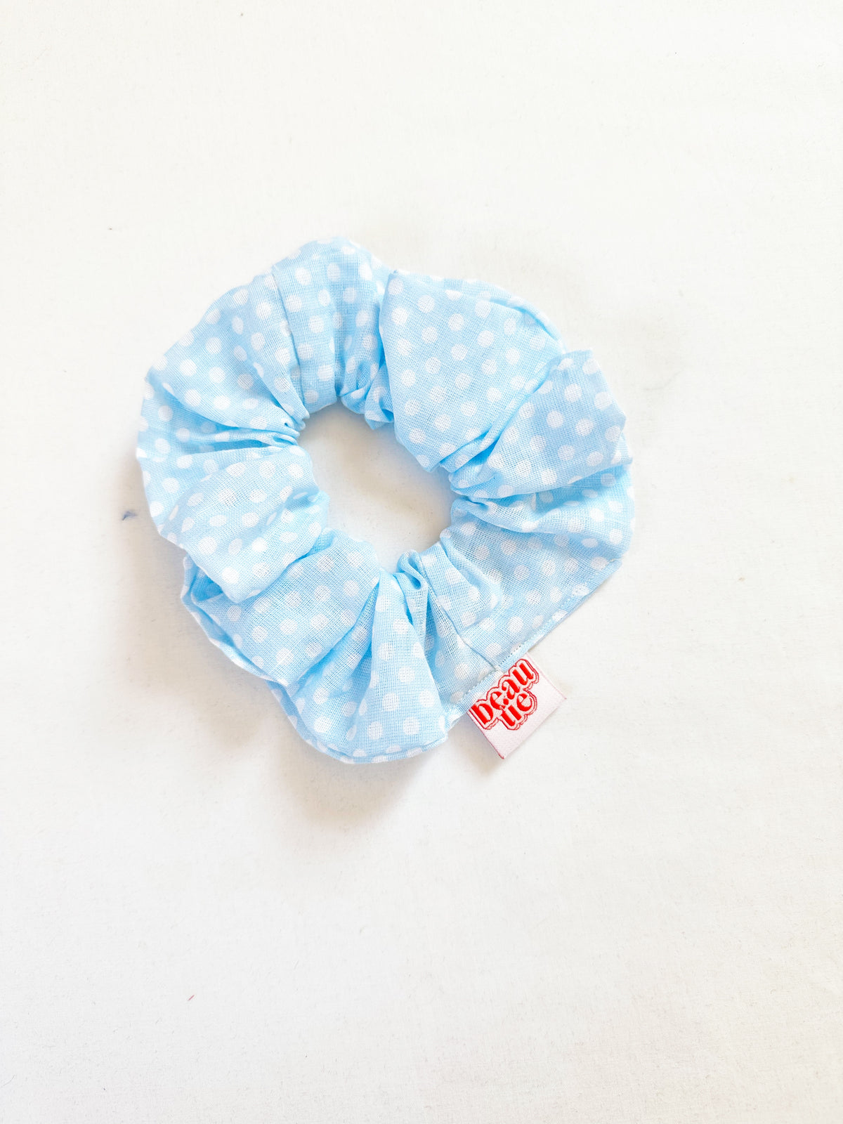 OG scrunchie in vintage blue polka dot