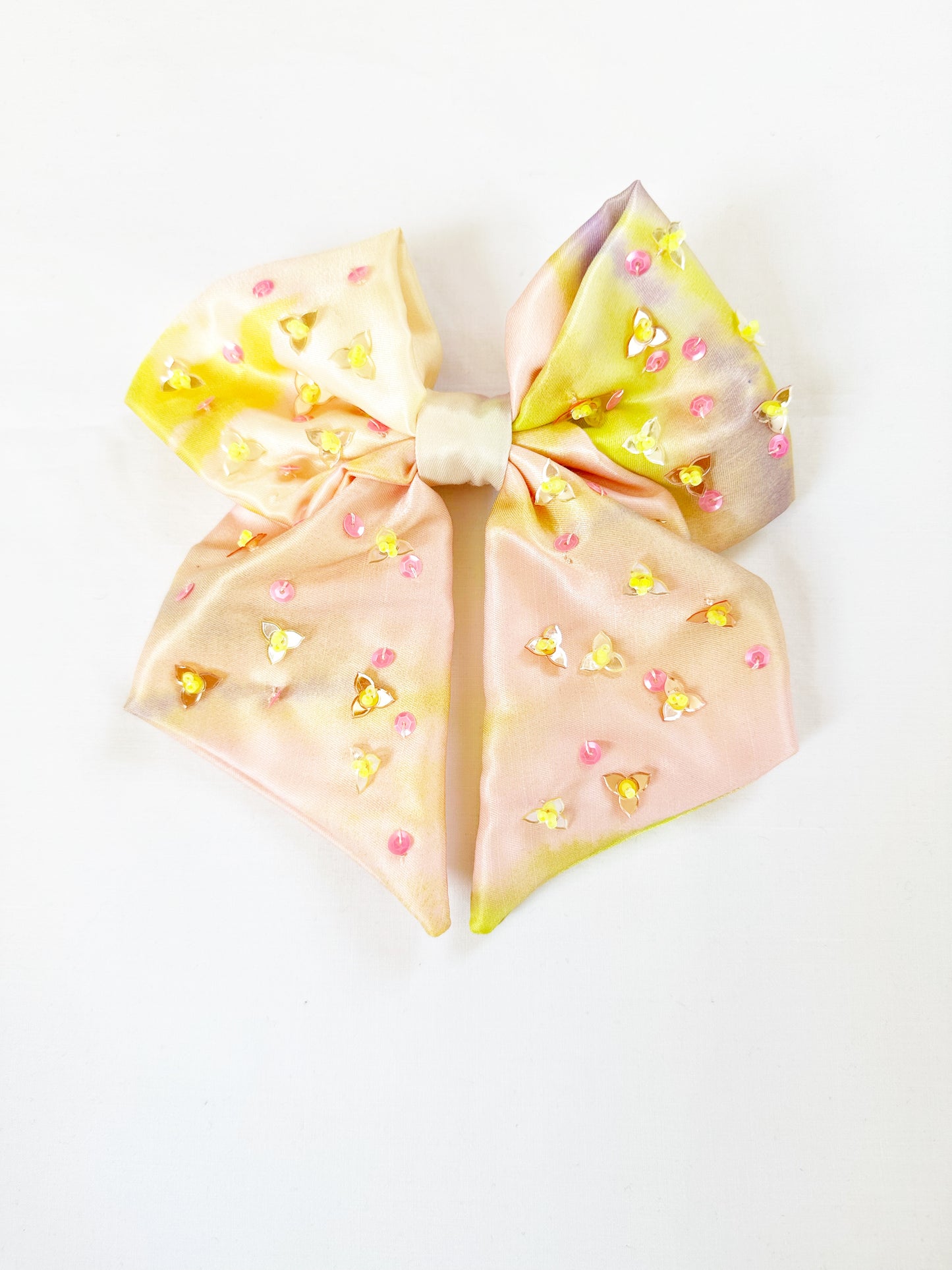 The Copenhagen - Hair Bow in multicolour pastel silky with sequin bead details