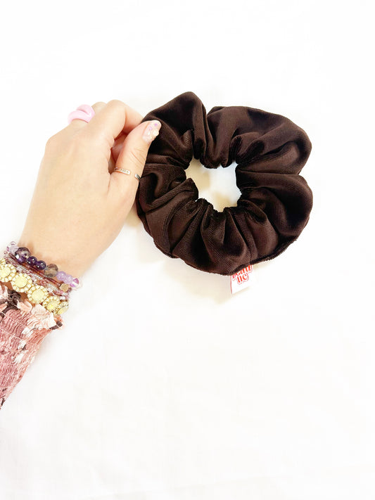 OG scrunchie in chocolate brown velvet