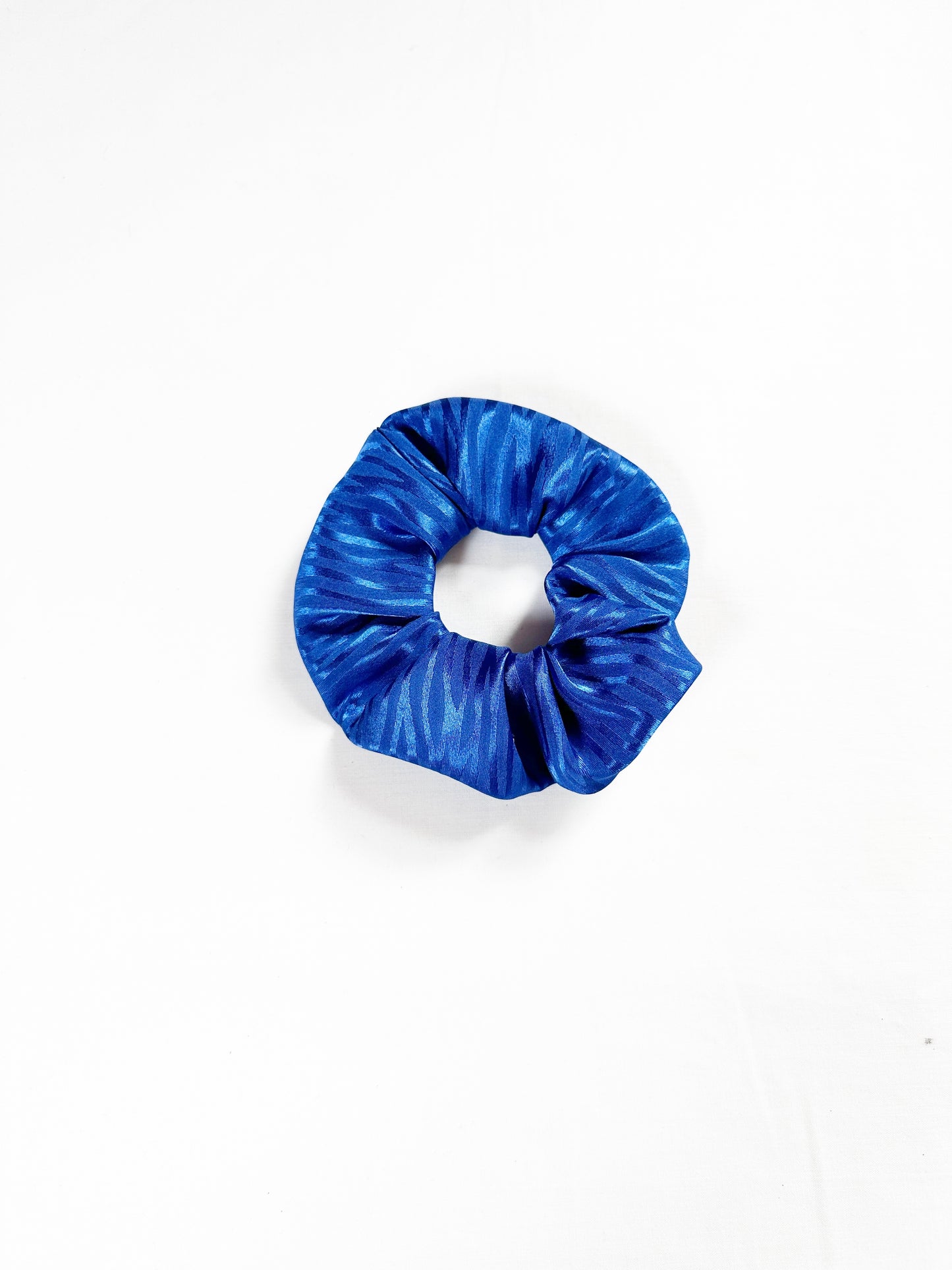 Mini Scrunchie in electric blue zebra silk