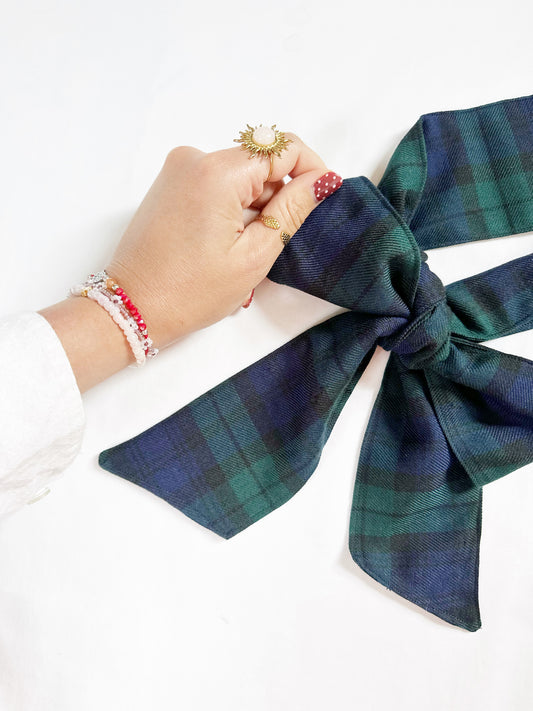 VersaTie hair & neck tie in black watch tartan