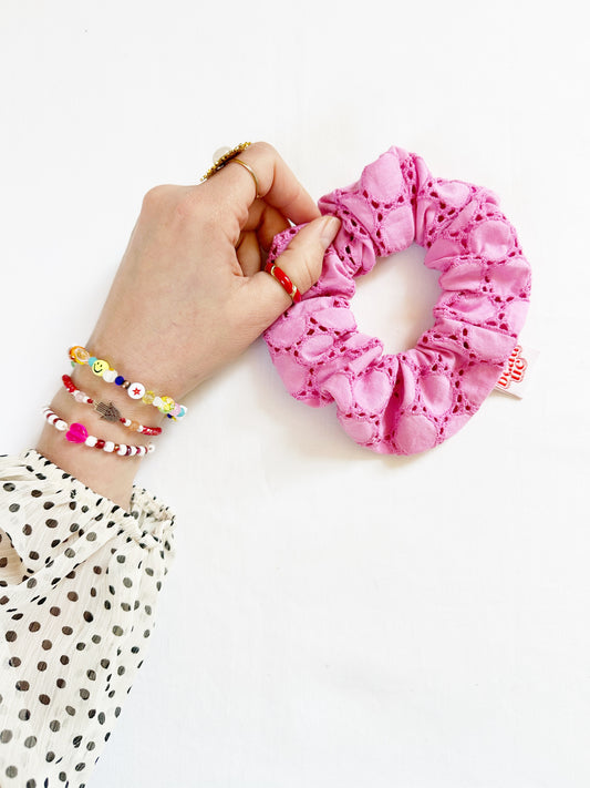 OG scrunchie in pink circles
