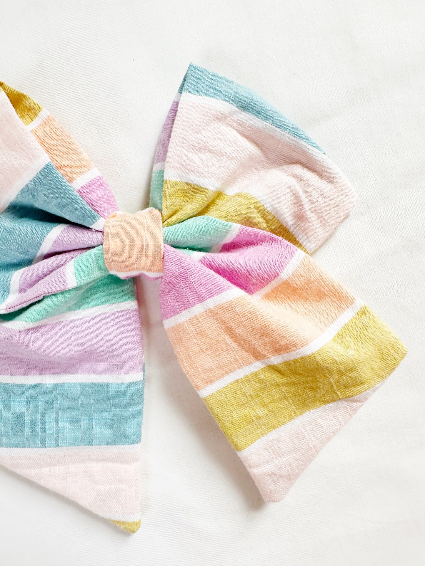 Beau hair bow in pastel beach stripes