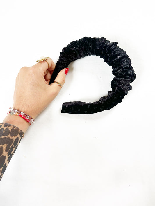 Ruffle Headband in black velvet sparkle