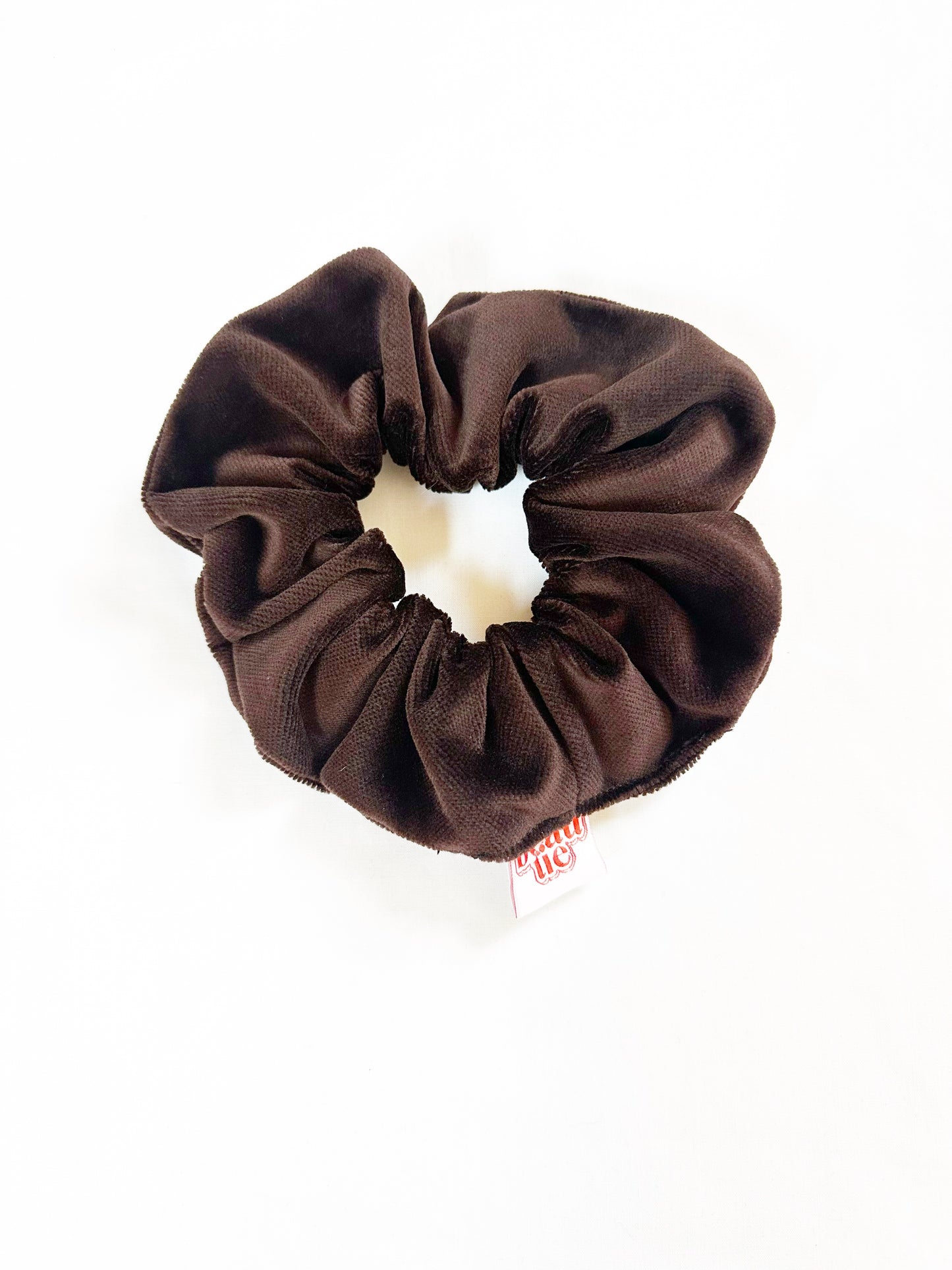 OG scrunchie in chocolate brown velvet