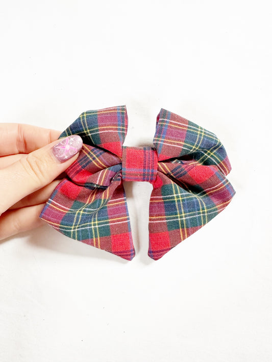 MINI Hair Bow in red tartan