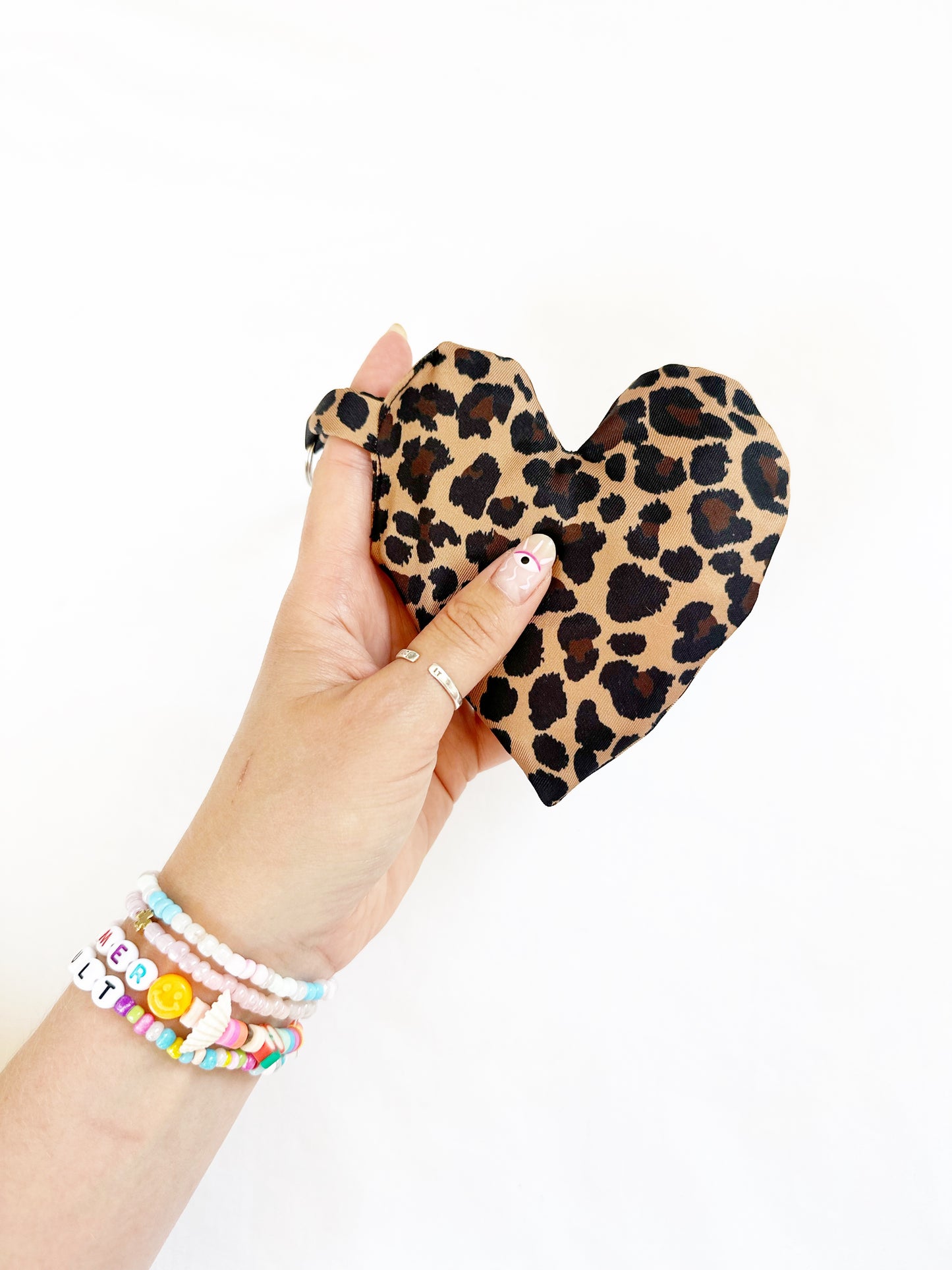 Leopard heart bag charm