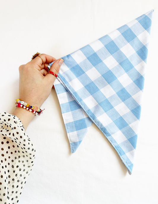 Bandana & neck scarf in blue white gingham