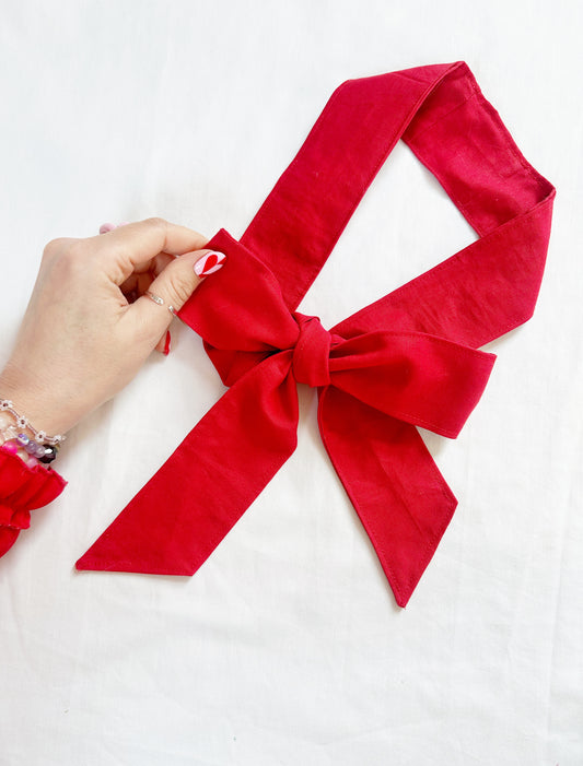 VersaTie hair & neck tie in red cotton