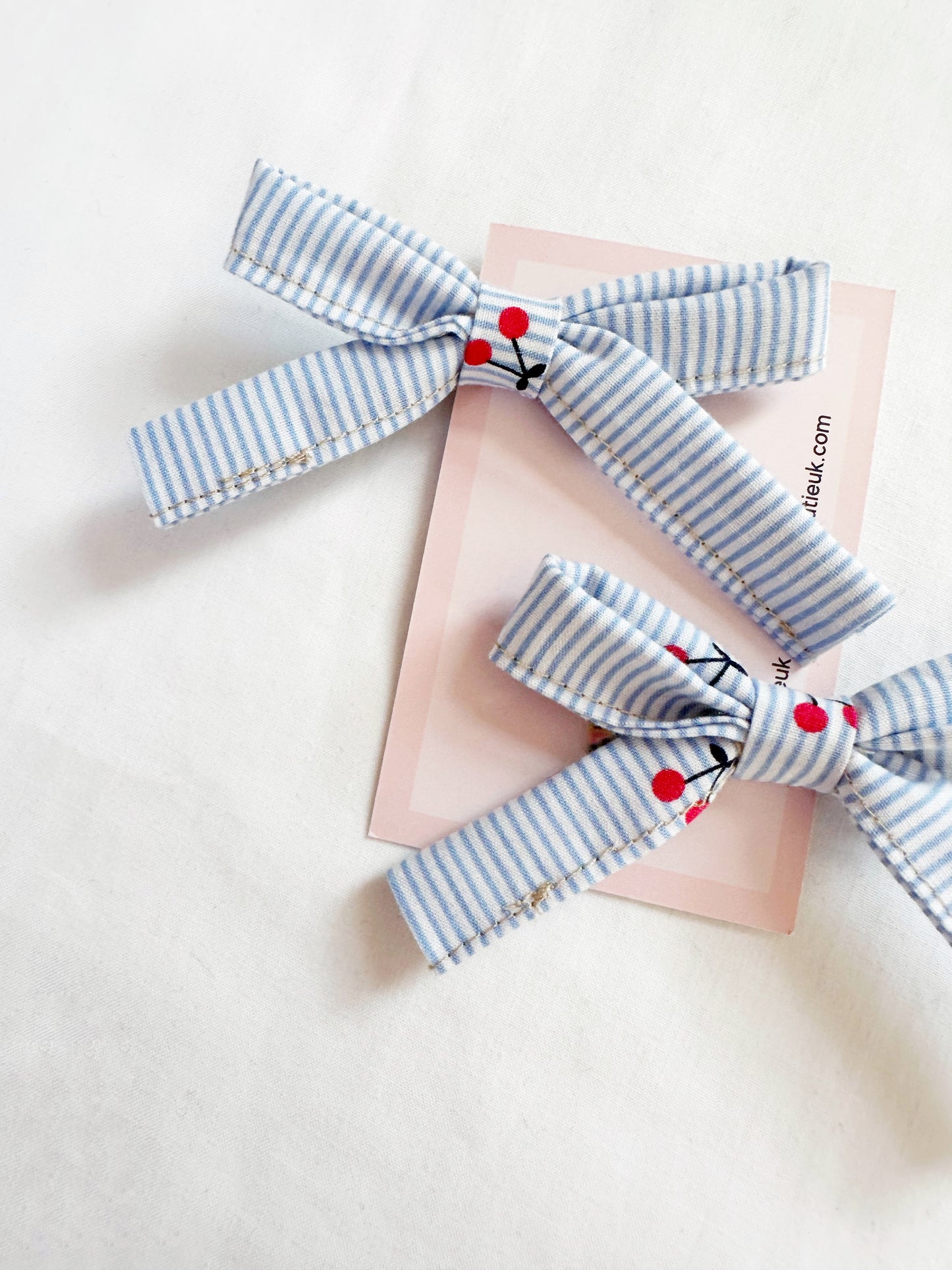 Bonnie mini hair bows in cherry print