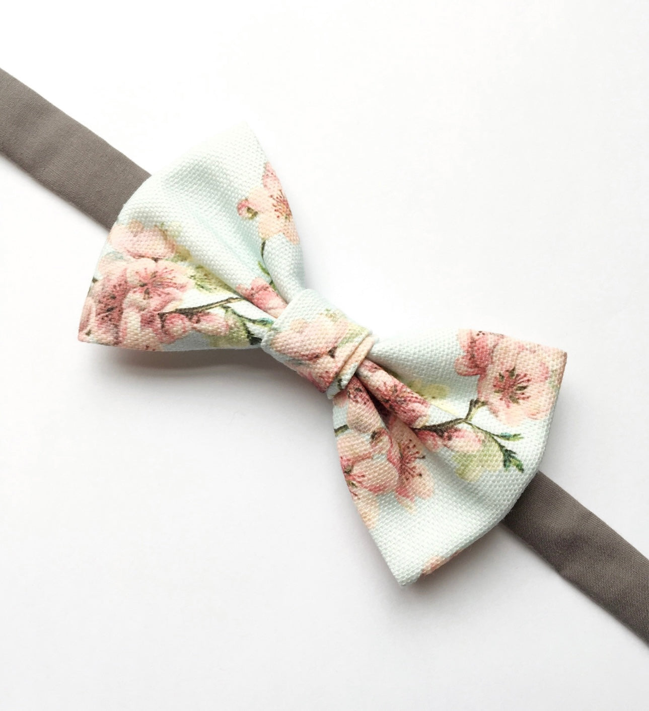 Bow Tie in Duck Egg Cherry Blossom