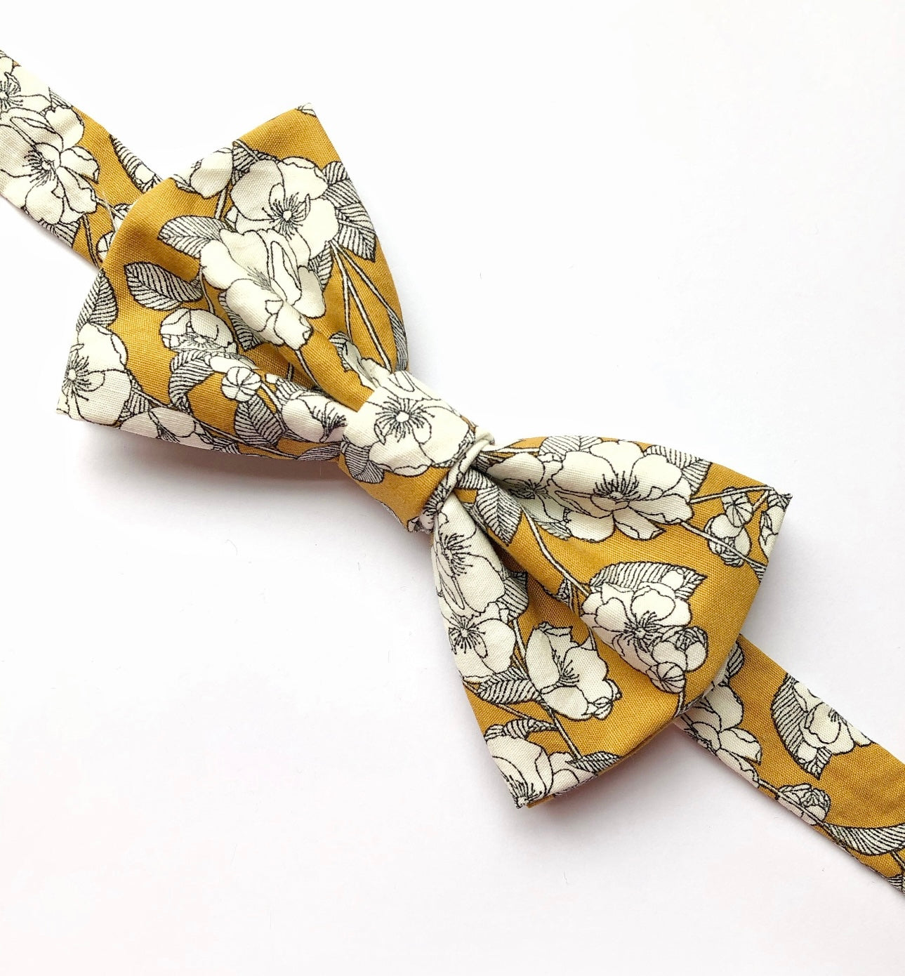 Bow Tie in Mustard Yellow Floral
