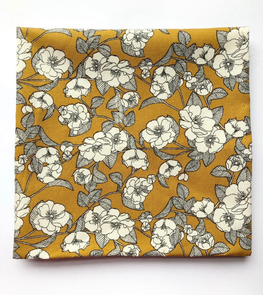 Pocket Squares in Mustard Yellow Floral